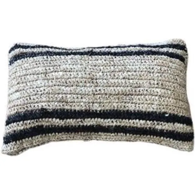 Yoshiko Home Yoshiko - Lama - Raffia Sierkussen - Kussen S 30x50cm - Naturel/Antraciet