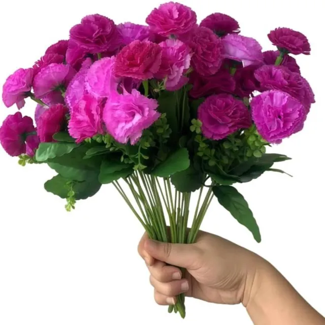 Cosensi Boeket kunstmatige zijden bloemenanjers voor thuis bruiloft feestdecoratie 14,2 inch (Paars) Any