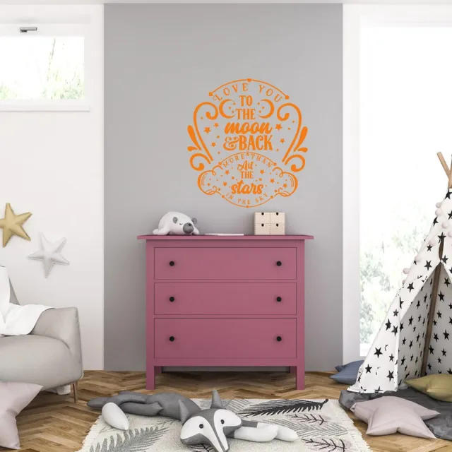 MC Living Muursticker - Love You To The Moon And Back - 58 x 62 - Oranje
