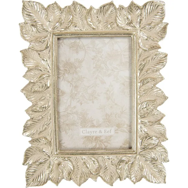 Clayre & Eef Fotolijst 10x15 cm Goudkleurig Kunststof Bladeren
