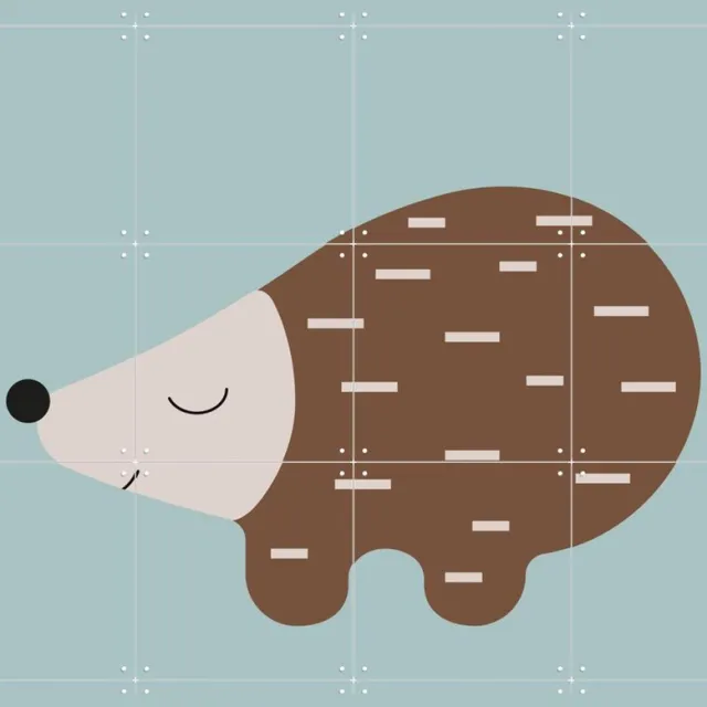 IXXI Happy Hedgehog Blue, Little Otja - 80 x 100 cm - Grote wanddecoratie en posters - Fantasierijk, Speels, Grafisch Ontwerp, Cartoonesk Blauw
