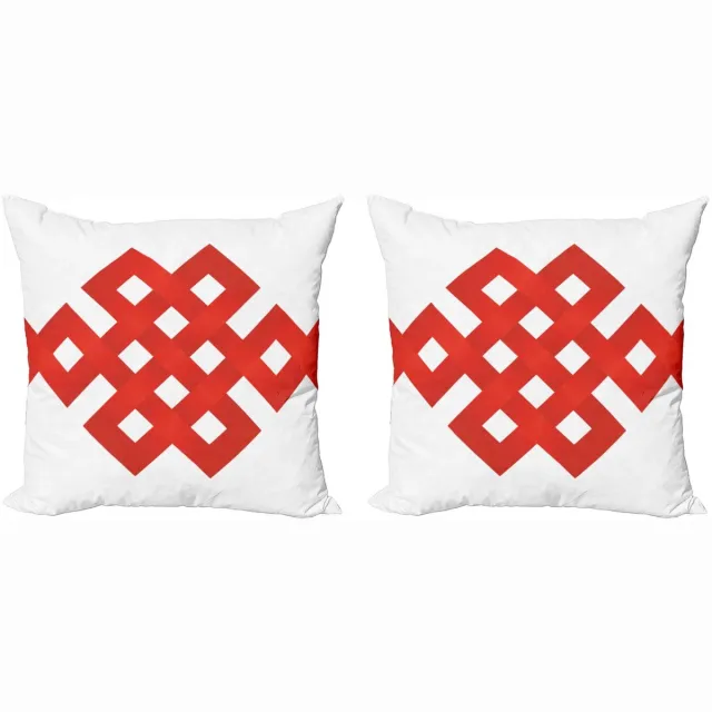 ABAKUHAUS Kussenhoezen 2x40x40 – Rood-Wit, Dubbelzijdig bedrukt, Rits