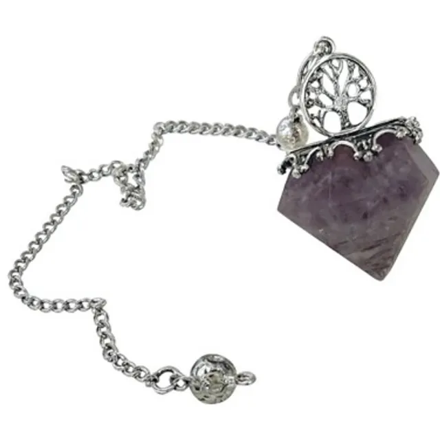 S4H Amethist Pendel met Levensboom – Edelsteen Pendulum – Intuïtie, Chakra Healing & Spirituele Bescherming – Handgemaakt