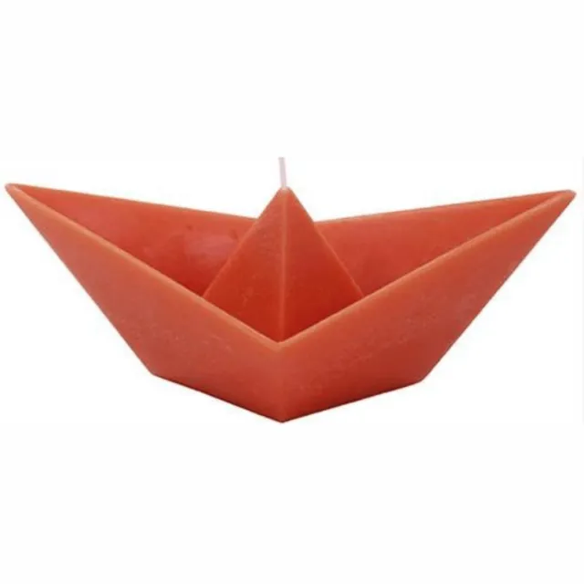 Cerabella Kaars Origami Bootje – Bajel Oranje – Drijvend – Handgemaakt van 100% sojawas – 9 × 5,5 × 4 cm
