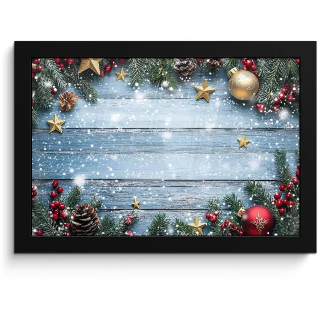 FrameYourWall Poster in lijst - Fotolijst 30x20 cm - Posters - Kerstomlijsting - Sneeuw - Meerkleurig - Posterlijst zwart - Decoratie - Wanddecoratie woonkamer - Muurdecoratie slaapkamer - Kerstversiering - Kerstdecoratie voor binnen - Kerstmis