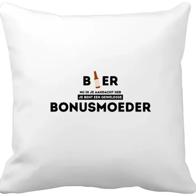 Akyol bier, nu ik je aandacht heb je bent een geweldige bonusmoeder Kussen hoes - Mama - de beste bonusmoeder - moeder cadeautjes - moederdag - verjaardagscadeau - verjaardag - cadeau - geschenk - kado - gift - moeder artikelen - 40 bij 40 cm Multicolor