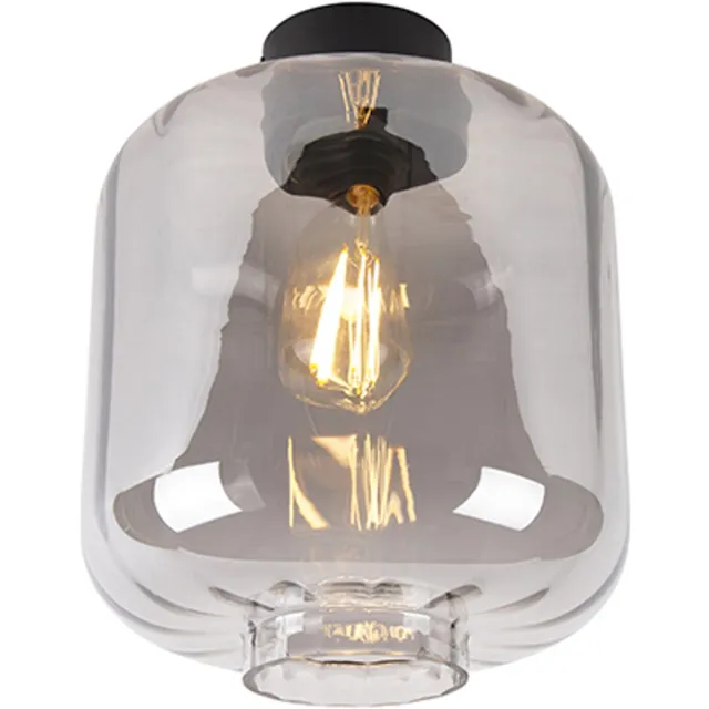 QAZQA qara - Design Plafondlamp - 1 lichts - Ø 250 mm - Zwart - Woonkamer | Slaapkamer | Keuken