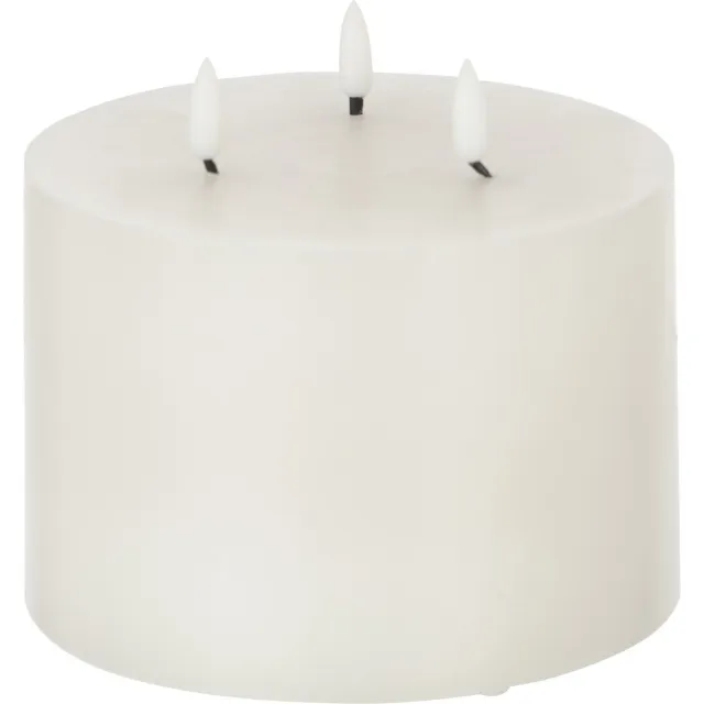 J-Line cilinderkaars 3 Vlammen - wit - medium - LED lichtjes