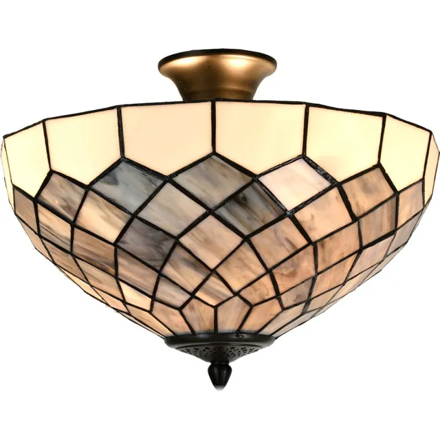 Lumilamp Plafondlamp Tiffany Ø 41x24 cm Grijs Glas