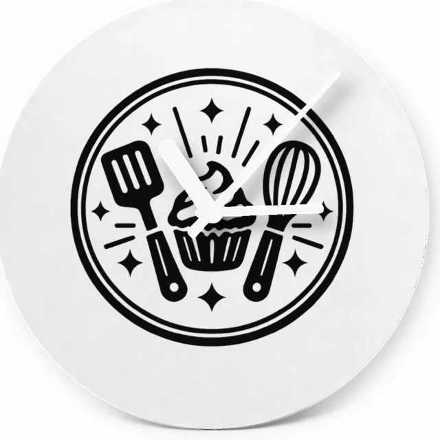 Mr Cadeautjes Glazen klok Ø 20 - design Een krachtig keukenembleem met een persoonlijke rolnaam en e | cadeau Wit