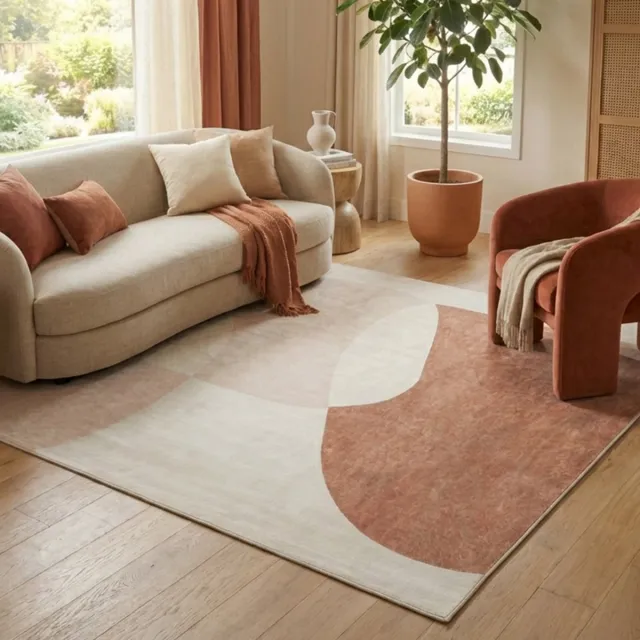 Tapiso Wisp Vloerkleed Laagpolig Woonkamer – Beige Bruin Tapijt – Scandinavisch Design – Woonkamertapijt Antislip – Slaapkamer Eetkamer