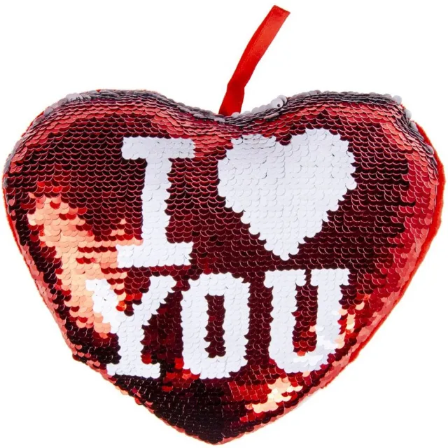 Duckiez Sierkussen hartje - 20 cm - rood pailletten - i love you - valentijnsdag