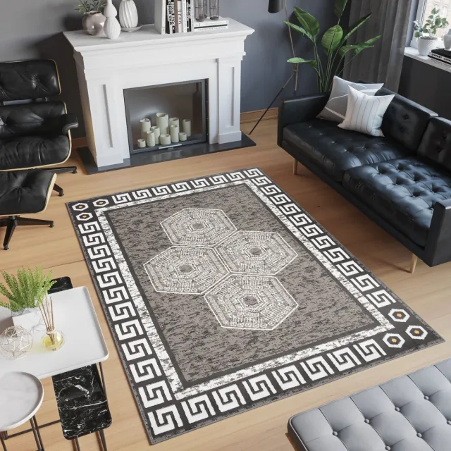 Tapiso Atena Vloerkleed Grijs Wit Oriental Woonkamer Tapijt Grijs Wit1