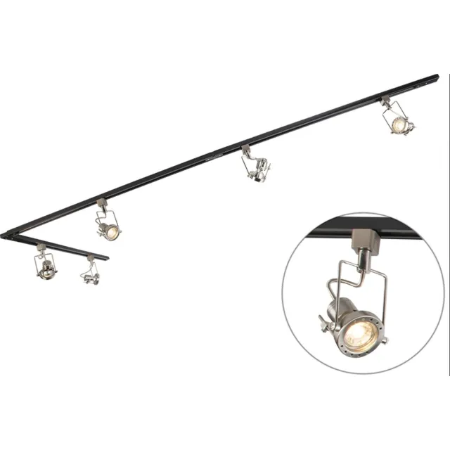 QAZQA suplux sl - Railsysteem Verlichting / Railverlichting - 5 lichts - L 2860 mm - Zwart