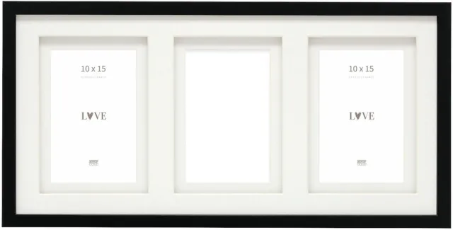 Deknudt Frames multifotolijst - zwart - passe-partout - 3 foto's 10x15