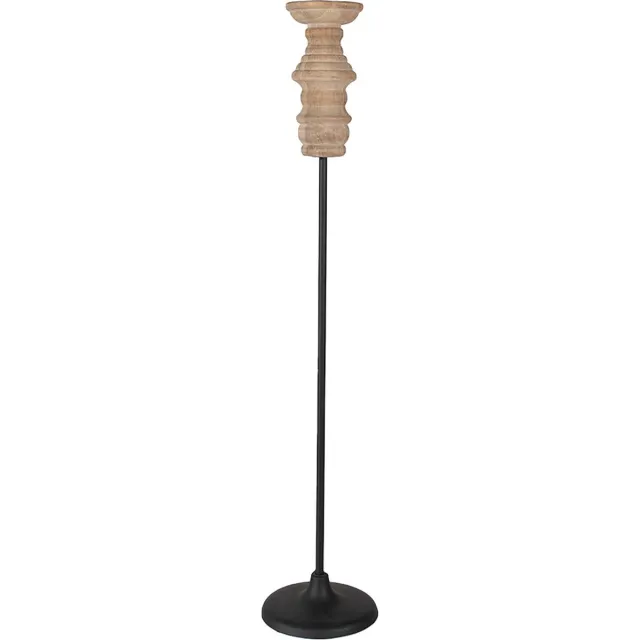 Clayre & Eef Kandelaar 75 cm Zwart Bruin Hout Ijzer Kaarsenhouder