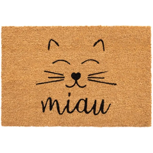 Cosy Creations Eco kokos deurmat kat 60 x 40 cm Bruin, zwart