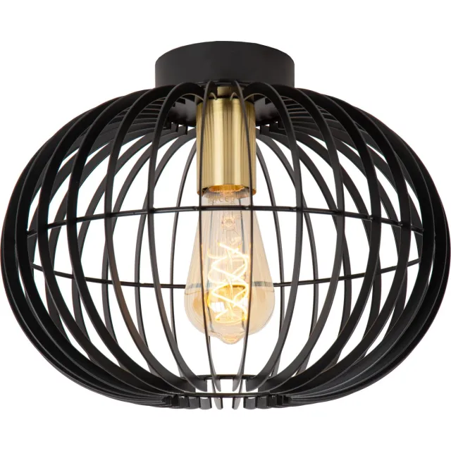 Lucide YANN - Plafonnière (Plafondlamp) - Ø 32 cm - 1xE27 - Zwart