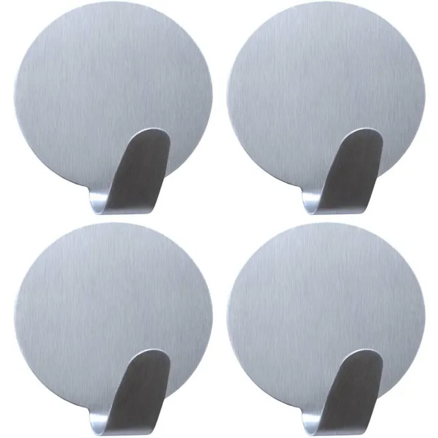 Tatkraft BAND - Zelfklevende Ophanghaak Set Silver - Handdoekhaakjes Zelfklevend - Wand Ophang Haak Kapstok Muurhaak - Deurhaak Zelfklevend - Extra Sterk Tot 5 KG - Set Van 4 Stuks Staal