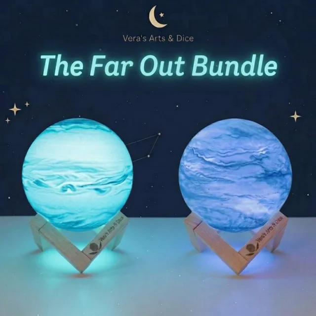 Vera's Arts & Dice Planeet Lampen - The Far Out Bundle - Planeten Bundels - Neptunus en Uranus Meerkleurig