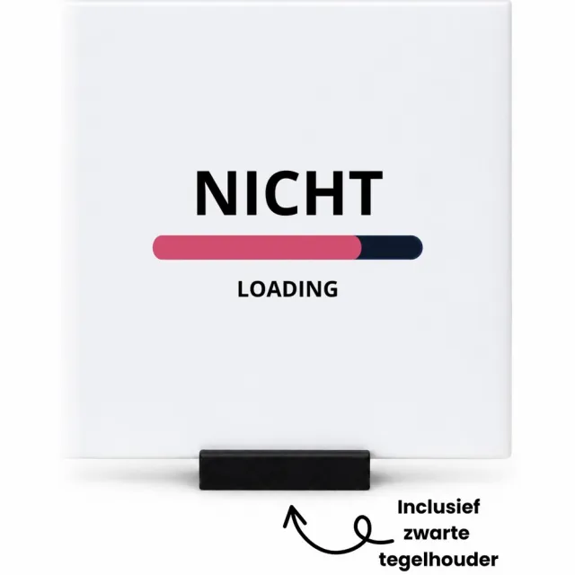 Hacebo nicht loading tegeltje met tegelhouder - Nicht - ochtendkoffie laden - tegeltjes met tekst - verjaardagscadeau - verjaardag - cadeau - cadeautje voor nicht - nicht artikelen - kado - geschenk - gift - spreuktegels - 10.8x10.8 CM Wit