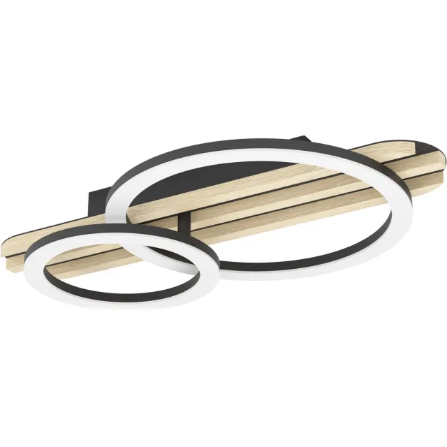 Eglo Cembrano Plafondlamp - Wandlamp - LED - 50 cm - Zwart/Natuur/Wit