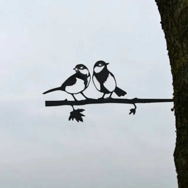 Birdwise tuindecoratie koolmees stelletje Grijs