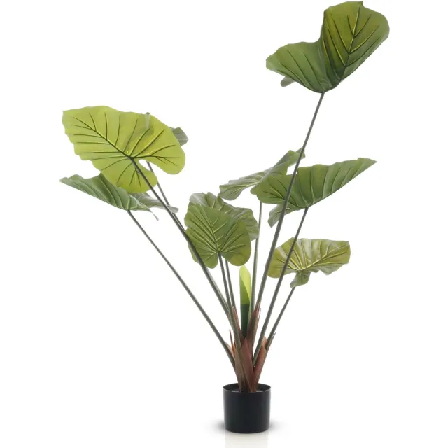 Meisterhome Kunst Alocasia 120 cm – Olifantsoor Kunstplant – Realistisch Groen – Inclusief Pot – Grote Tropische Kamerplant