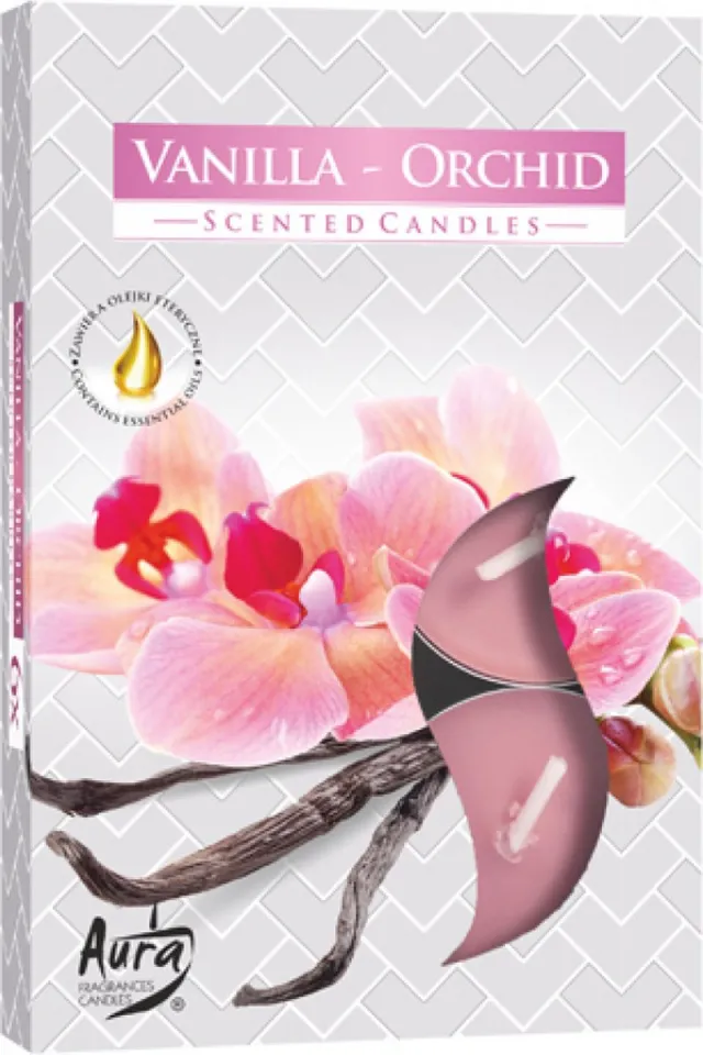 Aegis Aura - Geur Theelichtjes / Geurkaarsen / Geur Waxinelichtjes / Scented Candles - Vanille Orchidee/Vanilla-Orchid - 1 doosje met 6 waxinelichtjes Roze