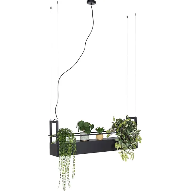 QAZQA cage rack - Industriele Dimbare LED Smart Hanglamp eettafel incl. wifi met Dimmer voor boven de eettafel | in eetkamer - 4 lichts - L 100 cm - Zwart - Industrieel - Woonkamer | Slaapkamer | Keuken Zwart Smart LED
