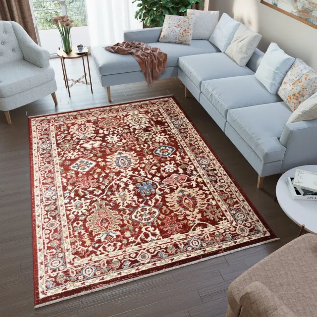 Tapiso Rivoli Vloerkleed Rood Laagpolig Oriental Tapijt Maat- 80x150 Rood 8