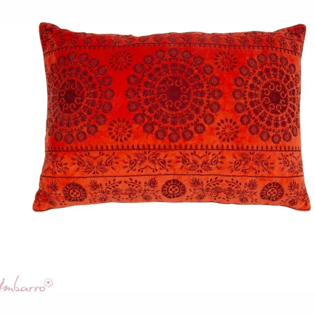 Imbarro Home & Fashion Imbarro - Sierkussen - Nobile Orange/Darkred - Velours - 40 x 60 cm - Jaren 70 Vibe Oranje