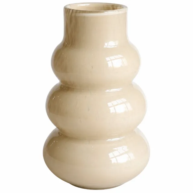 Vase The World Vaas Lomami Elite Beige Ø18 x H30 cm - Mondgeblazen Glas - Design Vaas - Bloemenvaas - Woondecoratie