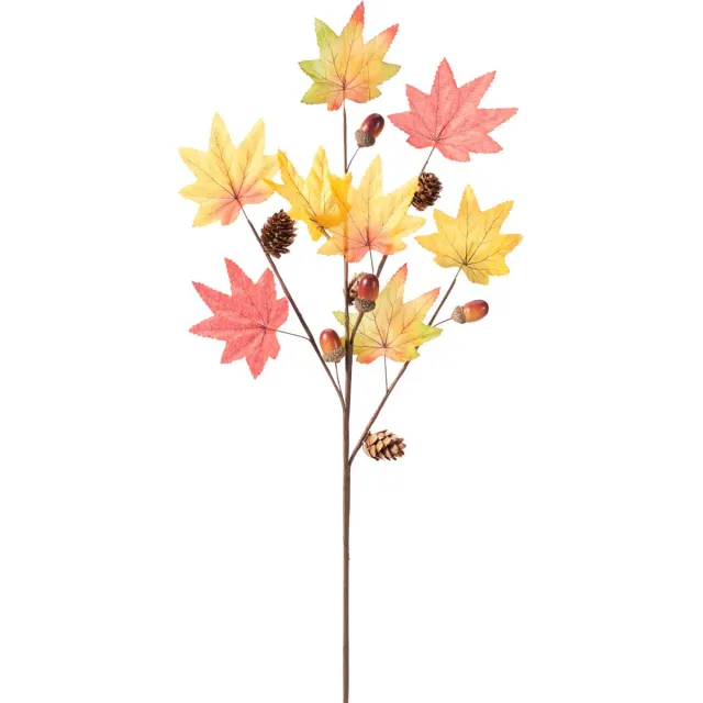 Home & Styling H&S Kunst herfsttak decoratie - 60 x 25 cm - losse steel met Esdoorn bladeren Multi