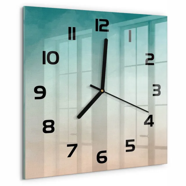 TULUP Wandklok - Abstracte achtergrond Wandklok Glas Decoratie - 30x30 cm - Veelkleurig Gekleurde Glazen Klok - Zwarte handen - Vierkante Klok - Klok Glas Met Opdruk - Moderne Wandklok Glas