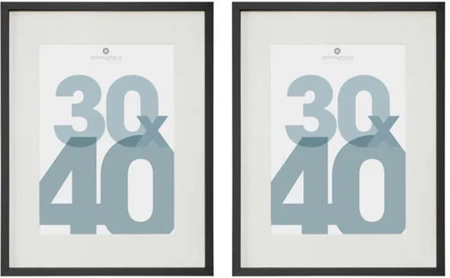 Atmosphera Fotolijstje Manu - 2x - met passe partout - voor een foto van 30 x 40 cm - zwart - MDF/Glas - Klassieker
