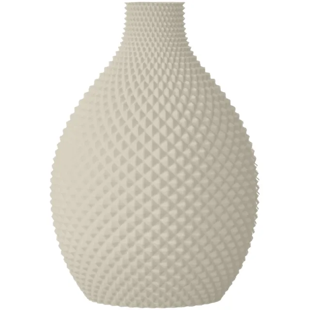 Layvo TESSA Vaas - Crème - D19 x H25 cm - droogbloemen vaas - japandi - gerecycled plastic