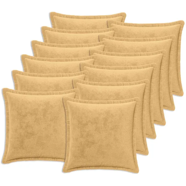 vidaXL Dekenkussen - 12 - st - HOUTEN - Taupe - 40 - x - 40 - cm - Flanel