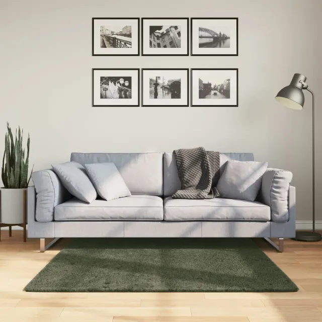 vidaXL Rug HUARTE Green 120 x 120 cm 100% Polyester Plat, foto 2