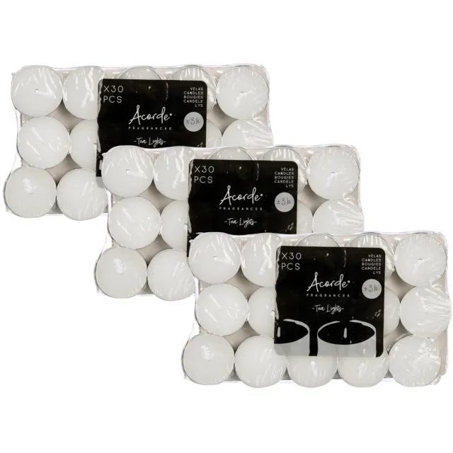 Acorde theelichtjes/waxinelichtjes - wit - 90x - 3 branduren