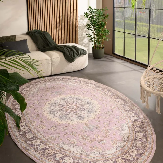 Heritaged Vintage buitenkleed ovaal - Valenca Nova paars/roze 160x230