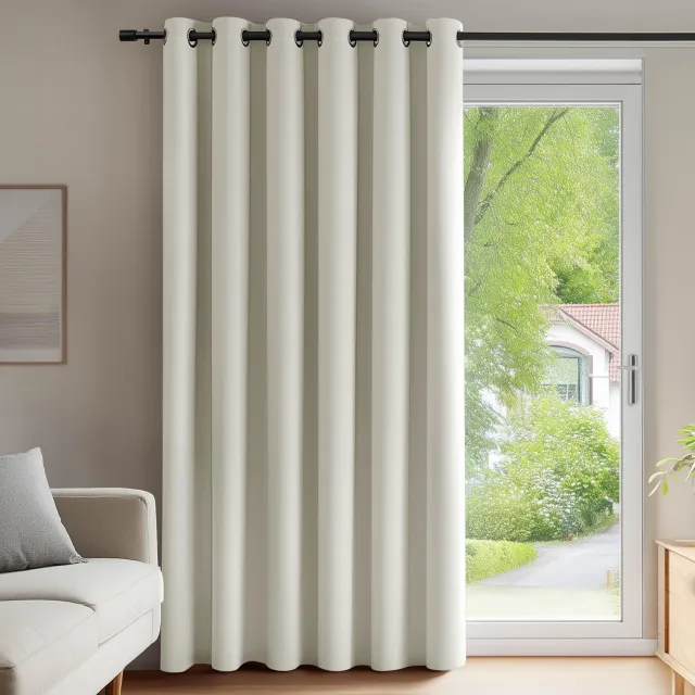 Famanu Verduisterend gordijn, 200 x 290 cm, 1 stuk, lichtbeige, ideaal voor het blokkeren van licht en het verbeteren van privacy, past goed in verschillende interieurstijlen voor elke kamer
