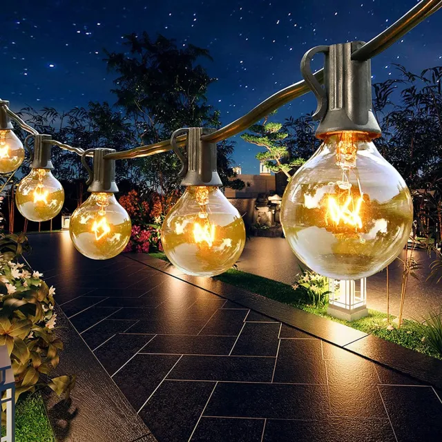MUPOO Lichtsnoer Tuinverlichting - 10 Socket E12 G40 Globe Lights with Spare Bulb, IP44 Waterproof Connectable, 8 Modes Timer, Low Voltage Safe for Backyard Porch Balcony Wedding Party Decor