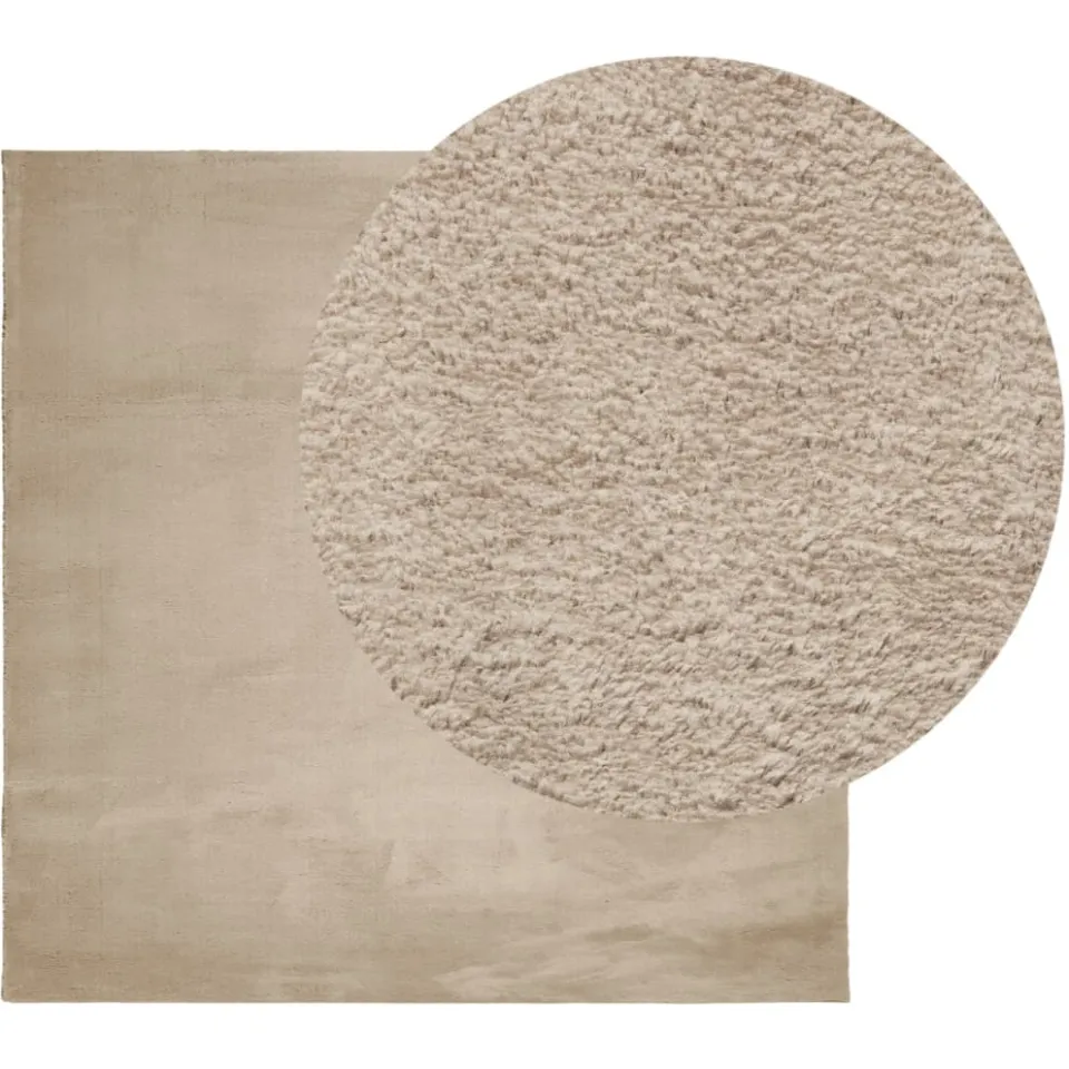 vidaXL Vloerkleed HUARTE laagpolig zacht wasbaar 160x160cm zandkleurig Bruin