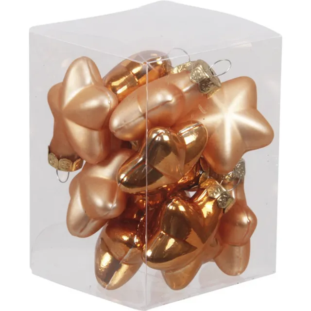 Othmar Decorations Kerstornamenten - sterren - 12x st - autumn sunset oranje - 4 cm - glas
