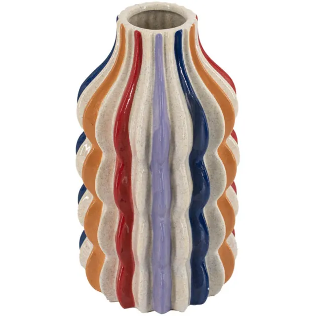 Homebound by Kolony HomeBound by KY | Aardewerk vaas stripes regenboog | vaas | 18x18x31,5cm Multi