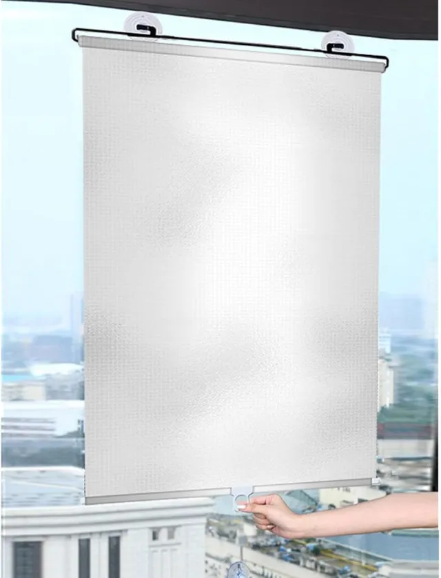 Flintry Universele zonwering met zuignappen 50 x 125 cm - rolgordijnen - tijdelijke privacygordijnen zonder boren - zonwering - geschikt voor balkondeuren, ramen en autoruiten Zilver
