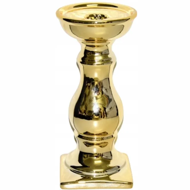 Ewax Kleine Gouden Kandelaar 20cm - Vintage Keramiek