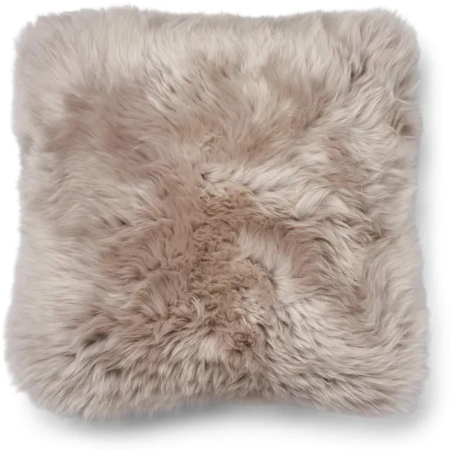 Sheepskin House Langharig Schapenvacht Kussen - 52x52 cm Brown/Dove