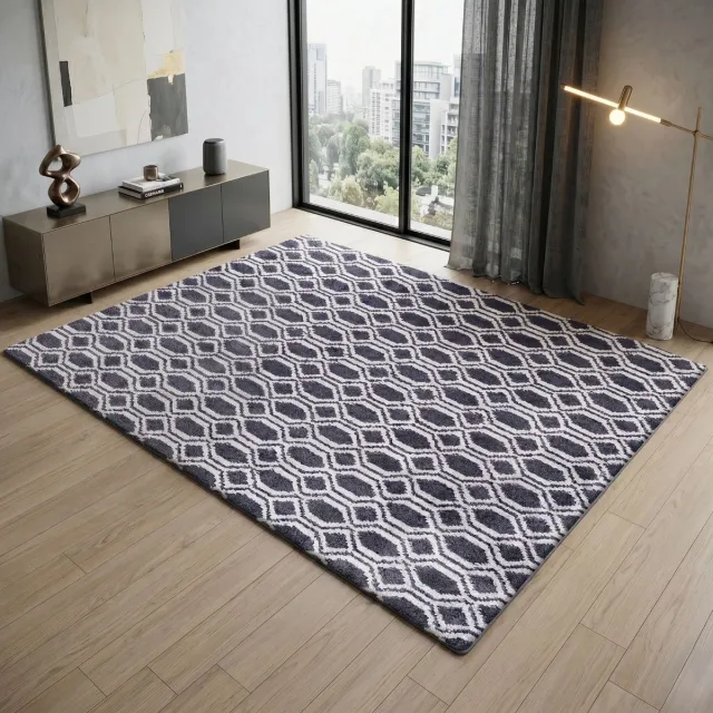 Floordirekt Vloerkleed Casablanca - Modern Woonkamer Tapijt - Soft - Zwart & Wit - 100 x 150 cm Zwart/Wit